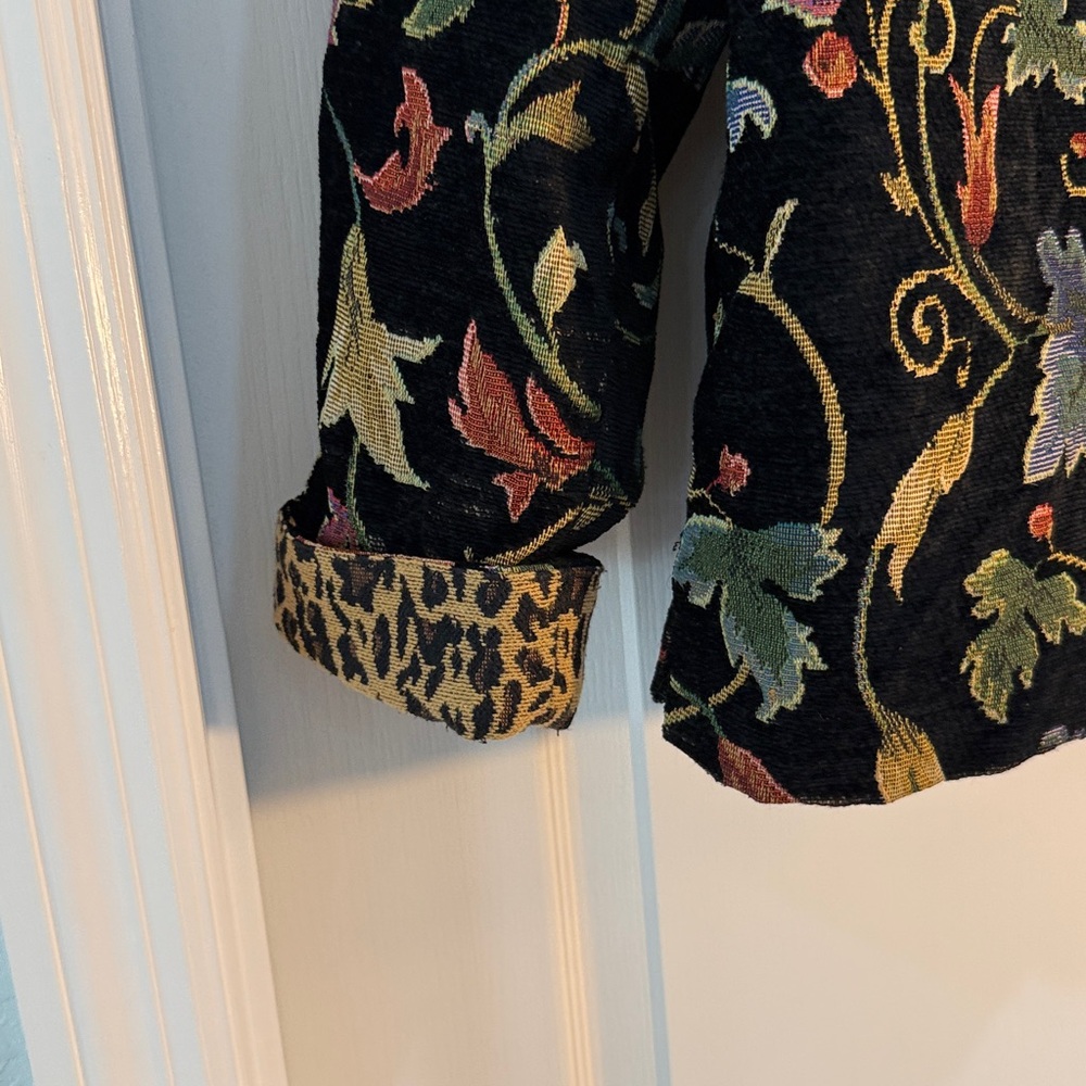 White Stag Black Floral/Leopard Tapestry Blazer Sz L Vintage 1980’s Women’s Rare - Picture 5 of 6